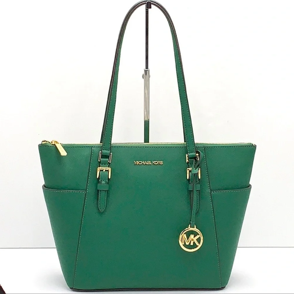 MICHAEL KORS Charlotte Large Leather Top-Zip Tote
Palmetto Green - Picture 5 of 16